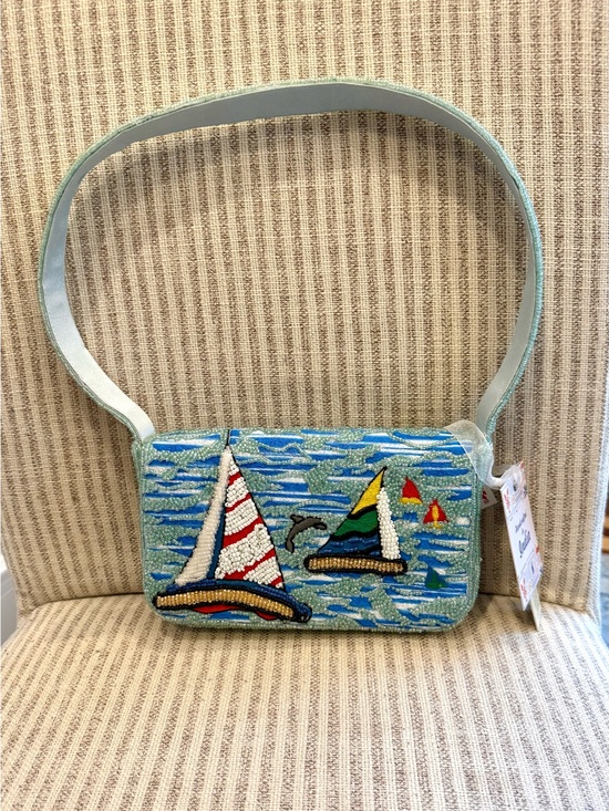 T.J.Maxx Handbags - Made in India Light Blue Beaded Sailboat Shoulder Bag
